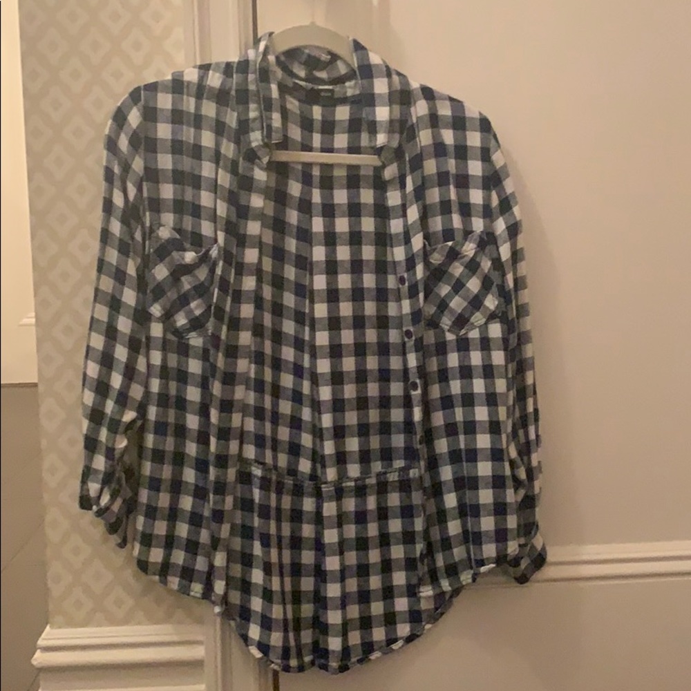 Button down Aqua plaid top
